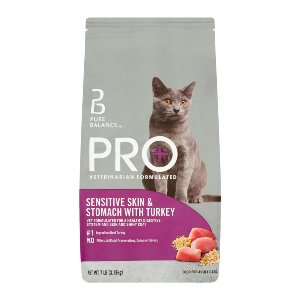 Pure Balance PRO+ Sensitive Skin & Stomach with Turkey Dry Cat Food, 7 lbs