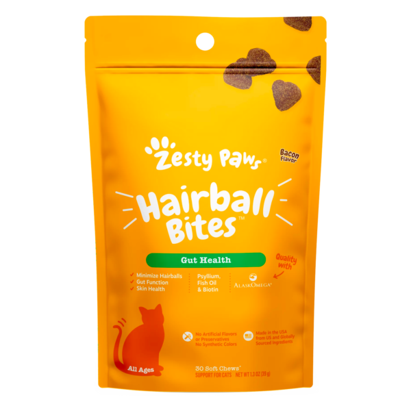 Zesty Paws Hairball Bites for Cats, Hairball Treat Supplement, 30 Count