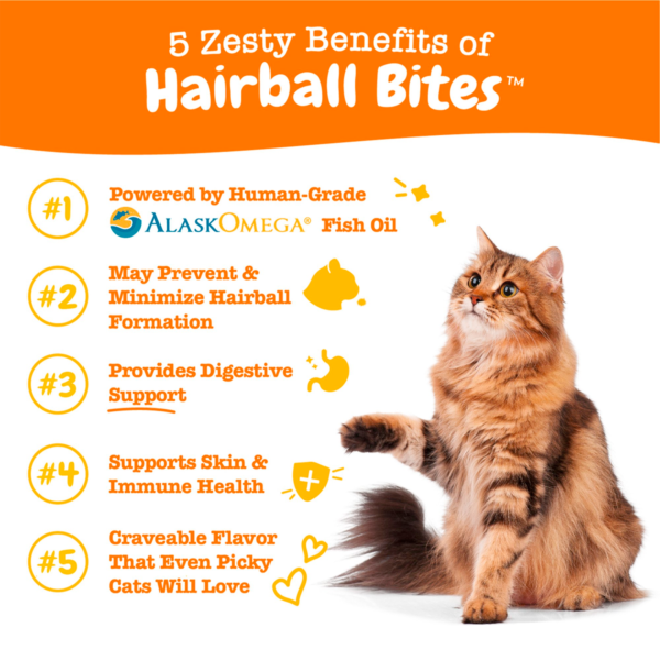 Zesty Paws Hairball Bites for Cats, Hairball Treat Supplement, 30 Count - Image 3